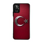 BG AKSESUAR General Mobile GM23 SE ile Uyumlu Kılıf, Türk Bayrağı Baskılı, Mat Siyah, Yumuşak Silikon, Koruyucu, Şok Emici