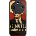 Bg Aksesuar Honor Magic 8 Lite Uyumlu Mustafa Kemal Ataturk Tasarımlı Glossy Premium Kılıf - Siyah - Atatürk-294