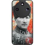 Bg Aksesuar Honor Magic 8 Lite Uyumlu Mustafa Kemal Ataturk Tasarımlı Glossy Premium Kılıf - Siyah - Atatürk-312