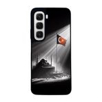 BG AKSESUAR Infinix Hot 60 ile Uyumlu Siyah Kılıf, Yumuşak Silikon, Koruyucu, Şok Emici, Türk Bayrağı Tasarım