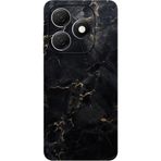 BG AKSESUAR Infinix Smart 8 Pro ile Uyumlu Kamera Korumalı Silikon Kılıf, Siyah Mermer Desen