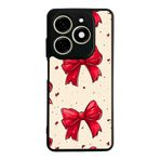 BG AKSESUAR Infinix Smart 8 Pro ile Uyumlu Kurdele Tasarımlı Glossy Premium Kılıf, Krem-Kırmızı