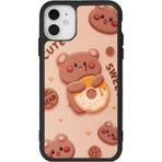 BG AKSESUAR iPhone 11 Uyumlu Baskılı, Mat Siyah Renk, Yumuşak Silikon, Koruyucu, Şok Emici Kapak, Oyuncak Ayıcık Tasarımı