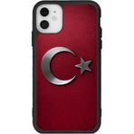 BG AKSESUAR iPhone 12 ile Uyumlu Türk Bayrağı Desenli Kılıf, Mat, Silikon, Koruyucu, Şok Emici, Kırmızı
