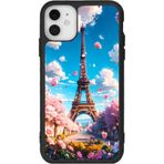 BG AKSESUAR iPhone 12 Mini ile Uyumlu Eyfel Kulesi Baskılı, Mat Siyah, Yumuşak Silikon, Şok Emici Koruyucu Kılıf