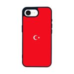 BG AKSESUAR iPhone 16E Uyumlu Türk Bayrağı Tasarımlı Glossy Premium Kılıf, Kırmızı
