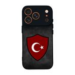 BG AKSESUAR iPhone 17 Pro ile Uyumlu Türk Bayrağı Tasarımlı Glossy Premium Kılıf, Siyah