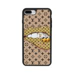 BG AKSESUAR iPhone 7 Plus Uyumlu Louis Vuitton Desenli Mat Siyah Silikon Kılıf, Şok Emici Koruyucu Kapak