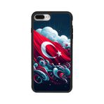 BG AKSESUAR iPhone 7 Plus Uyumlu Türk Bayrağı Baskılı Mat Siyah Silikon Kılıf, Şok Emici Koruyucu Kapak