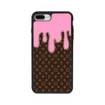 BG AKSESUAR iPhone 8 Plus Uyumlu Kılıf, LouisVuitton Deseni, Mat Siyah, Yumuşak Silikon, Koruyucu