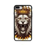 BG AKSESUAR iPhone 8 Plus Uyumlu Mat Siyah Kılıf, Yumuşak Silikon, Koruyucu, Şok Emici Kapak, Aslan Taç Desen