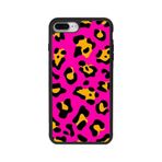 BG AKSESUAR iPhone 8 Plus Uyumlu Pastel Leopar Desenli Mat Siyah Silikon Kılıf, Şok Emici Koruyucu Kapak