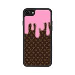 BG AKSESUAR iPhone 8 Uyumlu Kılıf, Mat Siyah, LouisVuitton Deseni, Silikon, Şok Emici