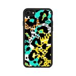 BG AKSESUAR iPhone 8 Uyumlu Pastel Leopar Desenli Mat Siyah Silikon Kılıf, Şok Emici Koruyucu Kapak