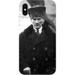 BG AKSESUAR iPhone X / XS Uyumlu Mustafa Kemal Atatürk Baskılı Tam Kaplamalı Silikon Kılıf, A++ Kalite, Mat Siyah