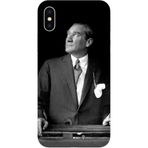 BG AKSESUAR iPhone X / XS Uyumlu Mustafa Kemal Atatürk Baskılı Tam Kaplamalı Silikon Kılıf, Siyah