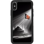 BG AKSESUAR iPhone X / XS Uyumlu Türk Bayrağı Tasarımlı Premium Silikon Kılıf, Siyah, Mat, Şok Emici