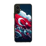 BG AKSESUAR Omix X5 ile Uyumlu Mat Siyah Kılıf, Türk Bayrağı Baskılı, Yumuşak Silikon, Şok Emici