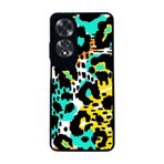 BG AKSESUAR Oppo A60 ile Uyumlu Pastel Leopar Desenli Mat Siyah Kılıf, Yumuşak Silikon, Şok Emici Koruyucu Kapak