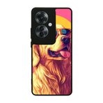 BG AKSESUAR Oppo Reno 11F ile Uyumlu Golden Köpek Tasarımlı Glossy Premium Kılıf, Sarı-Pembe-Turuncu