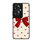 BG AKSESUAR Oppo Reno 11F ile Uyumlu Kurdele Tasarımlı Glossy Premium Kılıf, Krem-Kırmızı
