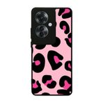 BG AKSESUAR Oppo Reno 11F ile Uyumlu Pastel Leopar Desenli Mat Siyah Silikon Kılıf, Şok Emici Koruyucu Kapak