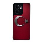 BG AKSESUAR Oppo Reno 13F ile Uyumlu Siyah Kılıf, Türk Bayrağı Baskılı, Yumuşak Silikon, Koruyucu, Şok Emici