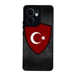 BG AKSESUAR Oppo Reno 13F ile Uyumlu Türk Bayrağı Tasarımlı Glossy Premium Kılıf, Kırmızı-Siyah
