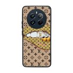 BG AKSESUAR Realme 12 ile Uyumlu Louis Vuitton Tasarımlı Mat Siyah Silikon Kılıf, Şok Emici Koruyucu Kapak