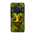 BG AKSESUAR Realme 12 ile Uyumlu LouisVuitton Tasarımlı Mat Siyah Silikon Kılıf, Şok Emici Koruyucu Kapak