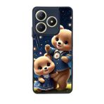 BG AKSESUAR Realme C61 ile Uyumlu Baskılı, Mat Siyah, Yumuşak Silikon, Koruyucu, Şok Emici Kapak, Oyuncak Ayıcık Tasarımı