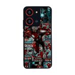 BG AKSESUAR Reeder S19 Max Pro S 108 MP ile Uyumlu Iron Man Marvel Baskılı Mat Siyah Silikon Kılıf, Şok Emici Koruyucu Kapak