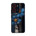 BG AKSESUAR Reeder S19 Max Pro S 108MP ile Uyumlu Çiçek Tasarımlı Glossy Premium Kılıf, Mavi