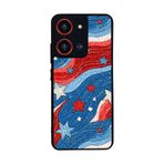 BG AKSESUAR Reeder S19 Max Pro S 108MP ile Uyumlu Retro Yıldızlar Tasarımlı Glossy Premium Kılıf, Mavi-Kırmızı