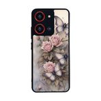 BG AKSESUAR Reeder S19 Max Pro S ZOOM ile Uyumlu Baskılı, Mat Siyah, Yumuşak Silikon, Koruyucu, Şok Emici Kapak, Yaldız Çiçek Desenli Kılıf