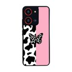 BG AKSESUAR Reeder S19 Max Pro S ZOOM ile Uyumlu Kelebek Tasarımlı Glossy Premium Kılıf, Pembe-Siyah