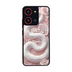 BG AKSESUAR Reeder S19 Max Pro S ZOOM ile Uyumlu Yılan Tasarımlı Glossy Premium Kılıf, Pembe-Beyaz