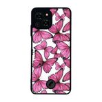 BG AKSESUAR Reeder S23 Pro Max ile Uyumlu Kelebek Tasarımlı Glossy Premium Kılıf, Pembe