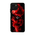 BG AKSESUAR Reeder S23 Pro Max ile Uyumlu Kılıf, Türk Bayrağı Baskılı, Mat Siyah, Yumuşak Silikon, Koruyucu, Şok Emici