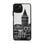 BG AKSESUAR Reeder S23 Pro Max ile Uyumlu Kılıf, Yumuşak Silikon, Koruyucu, Şok Emici, Siyah, İstanbul Galata Kulesi Baskılı