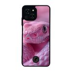 BG AKSESUAR Reeder S23 Pro Max ile Uyumlu Yılan Tasarımlı Glossy Premium Kılıf, Pembe