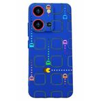 BG AKSESUAR S19 Max Pro S Zoom ile Uyumlu Kamera Korumalı Silikon Kılıf, Mavi, Pac-Man Baskılı
