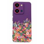 BG AKSESUAR S19 Max Pro S Zoom ile Uyumlu Kamera Korumalı Silikon Kılıf, Mor, Çiçek Baskılı
