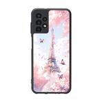 BG AKSESUAR Samsung Galaxy A13 ile Uyumlu Eyfel Kulesi Baskılı, Mat Siyah, Yumuşak Silikon, Şok Emici Koruyucu Kılıf