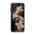 BG AKSESUAR Samsung Galaxy A13 Uyumlu Kılıf, Mat Siyah, Yumuşak Silikon, Çiçek Desen, Koruyucu