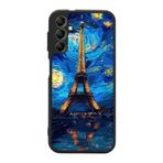 BG AKSESUAR Samsung Galaxy A14 ile Uyumlu Eyfel Kulesi Baskılı, Mat Siyah, Yumuşak Silikon, Şok Emici Koruyucu Kılıf