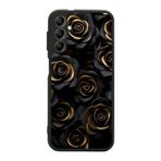 BG AKSESUAR Samsung Galaxy A14 ile Uyumlu Siyah Kılıf, Yumuşak Silikon, Koruyucu, Şok Emici, Çiçek Deseni