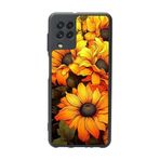 BG AKSESUAR Samsung Galaxy A22 ile Uyumlu Çiçek Desenli Mat Siyah Silikon Kılıf