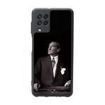 BG AKSESUAR Samsung Galaxy A22 ile Uyumlu Mat Siyah Silikon Kılıf, Mustafa Kemal Atatürk Baskılı, Şok Emici Koruyucu Kapak