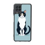 BG AKSESUAR Samsung Galaxy A22 Uyumlu Mat Siyah Silikon Kılıf, Koruyucu, Şok Emici, Kedi Baskılı